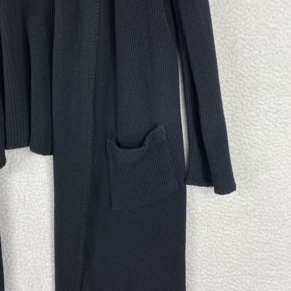 Johnny Was Pete & Greta Cardigan Size XS Black Draped Hooded Open Front Long - Picture 2 of 13